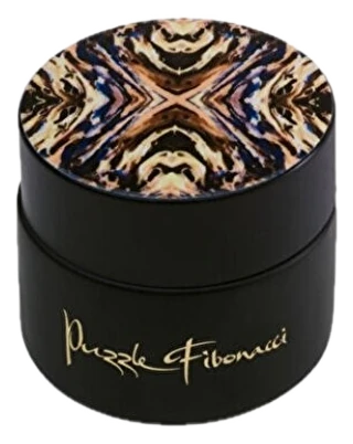Fibonacci Solid Parfüm 15 ml kavanozu, kapakta sanatçının eserinden desen