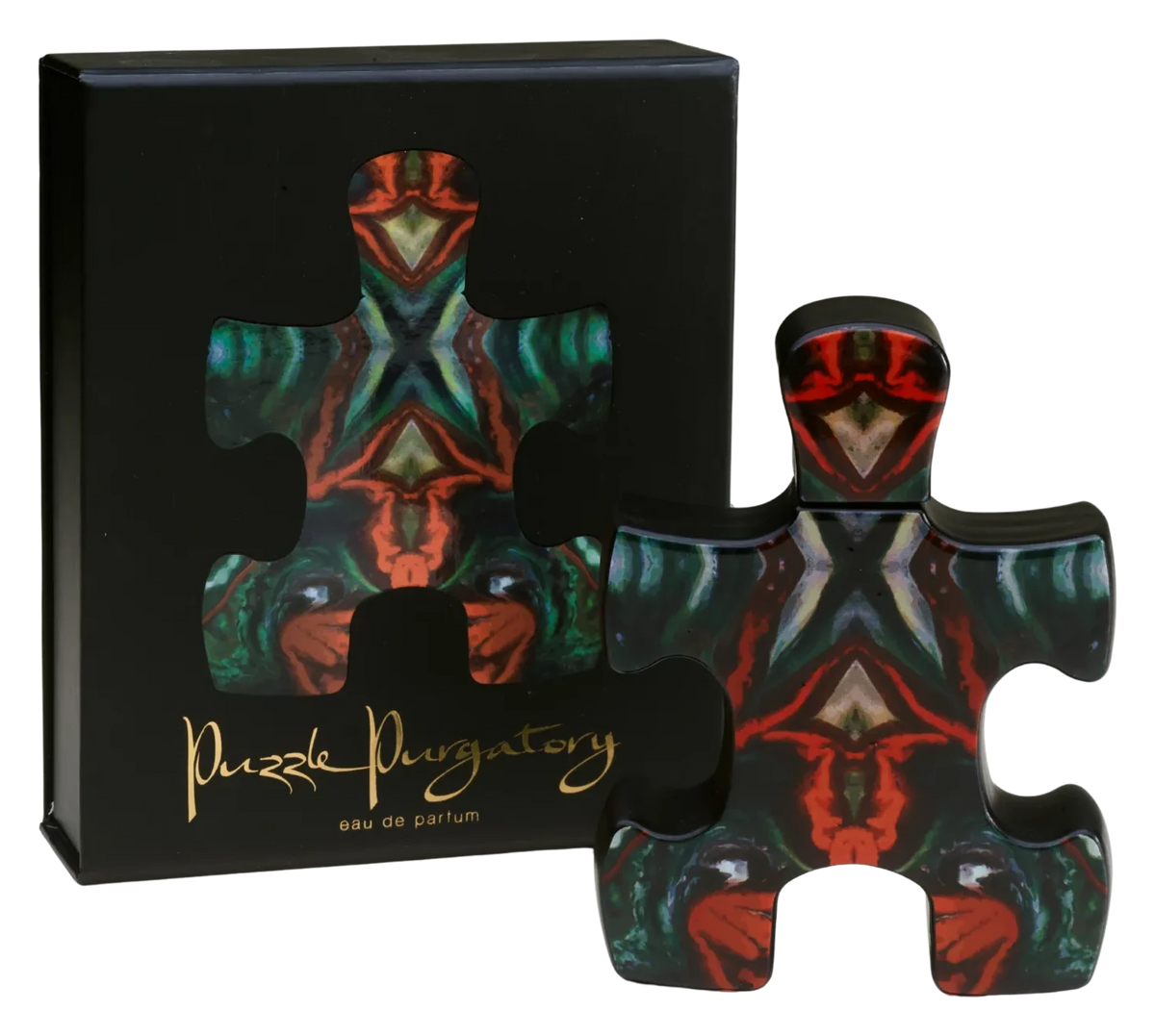 Puzzle Purgatory Eau de Parfum 90 ml, heykelsi sanat şişesi ve kutusu