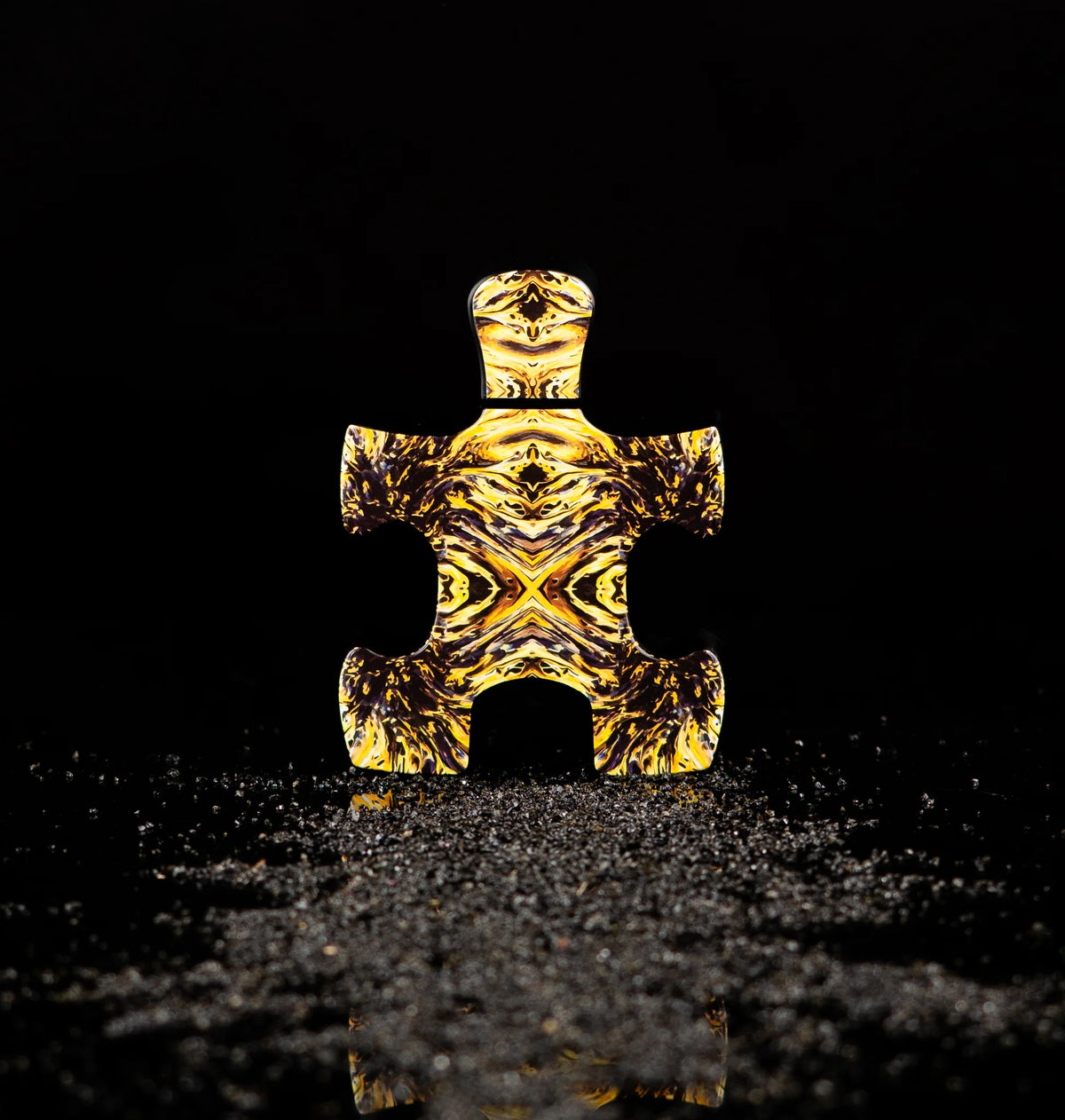 Puzzle Fibonacci artistic niche perfume bottle, studio photograph