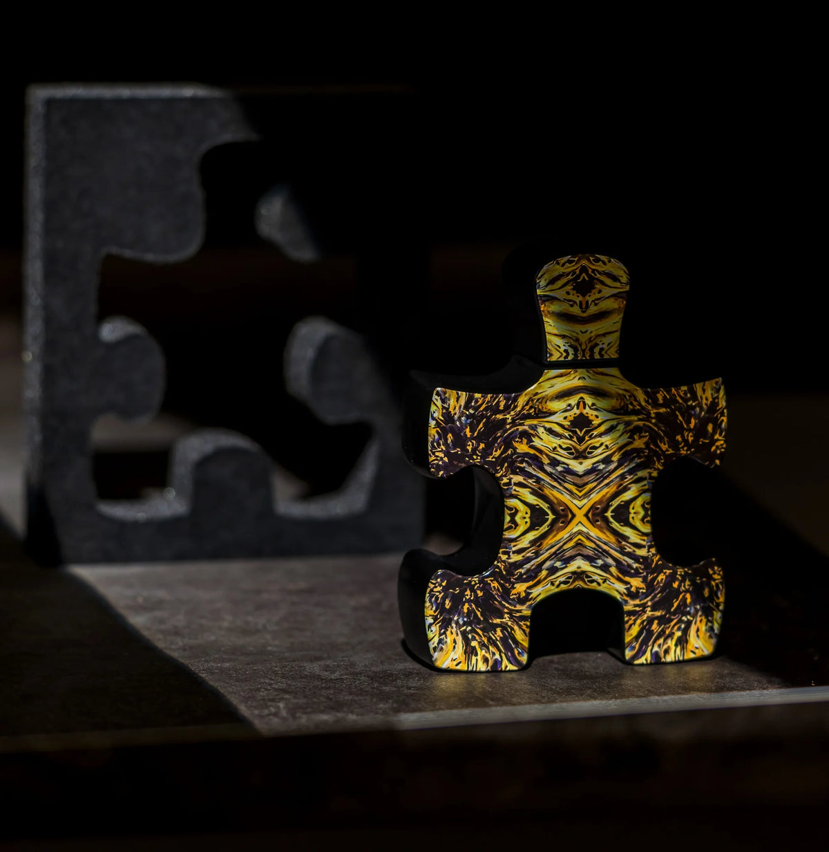 Puzzle Fibonacci artistic niche perfume bottle, studio photograph