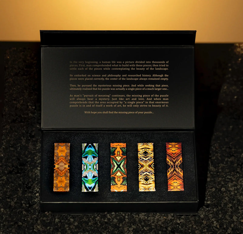 Puzzle Parfum Discovery Set, açık kutuda beş 2.5 ml niş parfüm